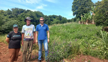 Os agrônomos Andrio e Luana realizam visitas a campo em Jaguarão, São Pedro do Sul e Toropi