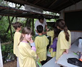 Visita técnica ao quintal orgânico da Escola Municipal de Ensino Fundamental Garibaldi, no 8º Distrito de Pelotas. 